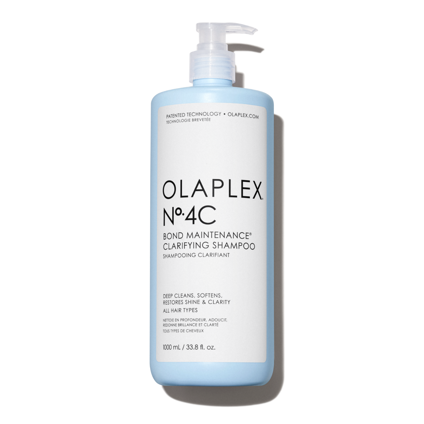 OLAPLEX Nº.4C BOND MAINTENANCE® CHAMPÚ CLARIFICANTE

LIMPIA EN PROFUNDIDAD, SUAVIZA Y RECUPERA EL BRILLO Y EL RESPLANDOR EN TODOS LOS TIPOS DE CABELLO

1000 ml